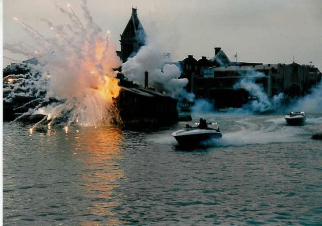 Building Fire on the Pequea Creek; we had to call boats in to help. Actually, no. Just seeing if you were paying attention. Picture from Ken Eberly's trip to Universal Studios in 1994.